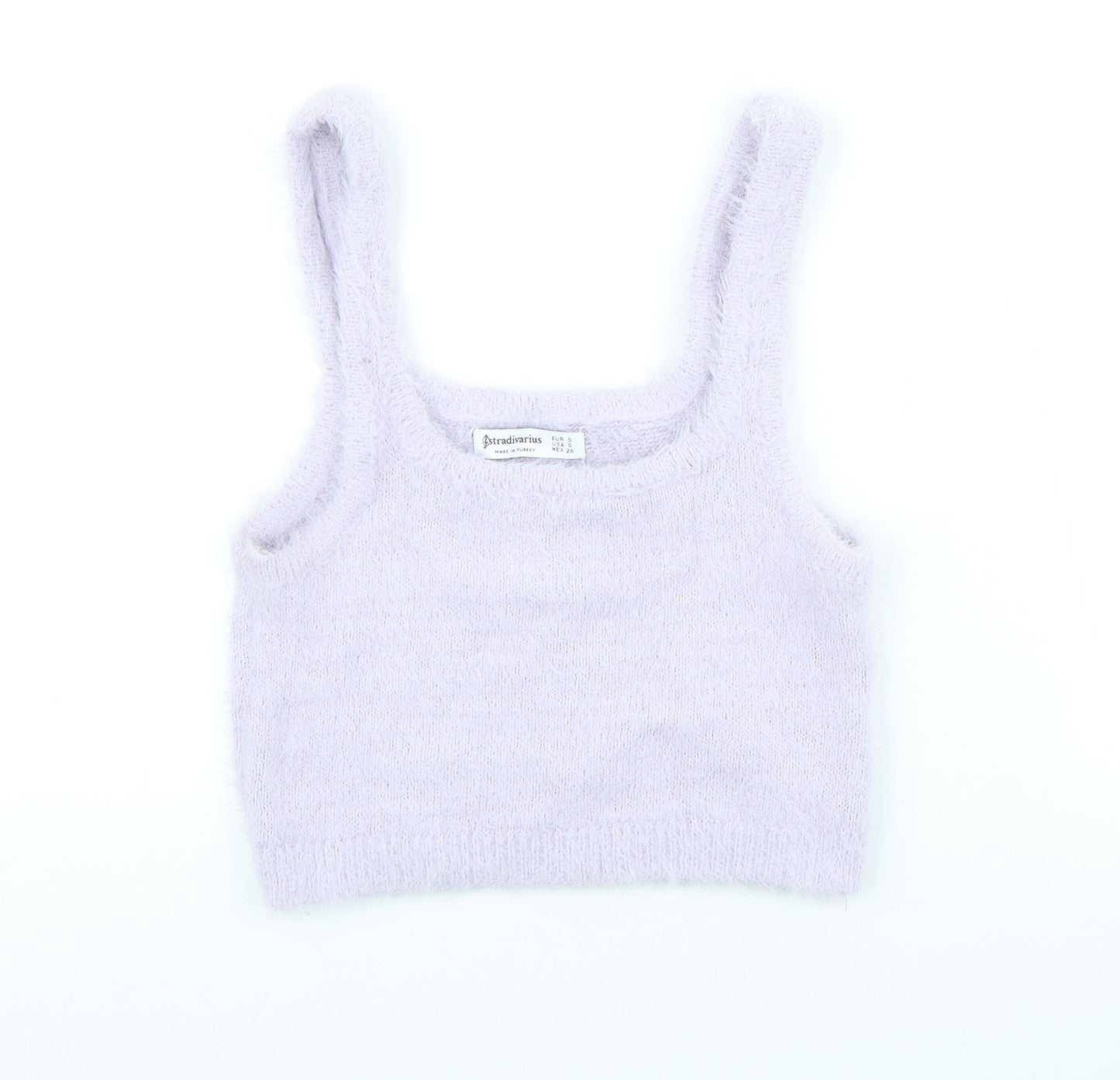 Stradavarius Womens Purple Polyester Blend Cropped Tank Size S Scoop Neck