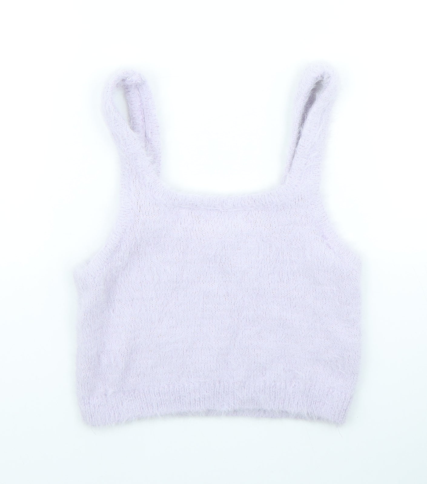 Stradavarius Womens Purple Polyester Blend Cropped Tank Size S Scoop Neck