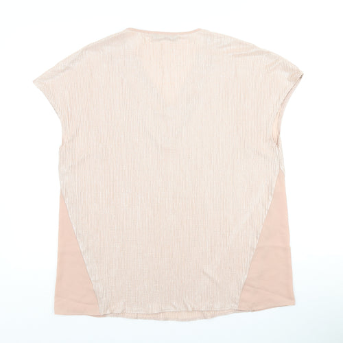 Dunnes Womens Pink Polyester Basic Blouse Size 16 V-Neck - ribbed