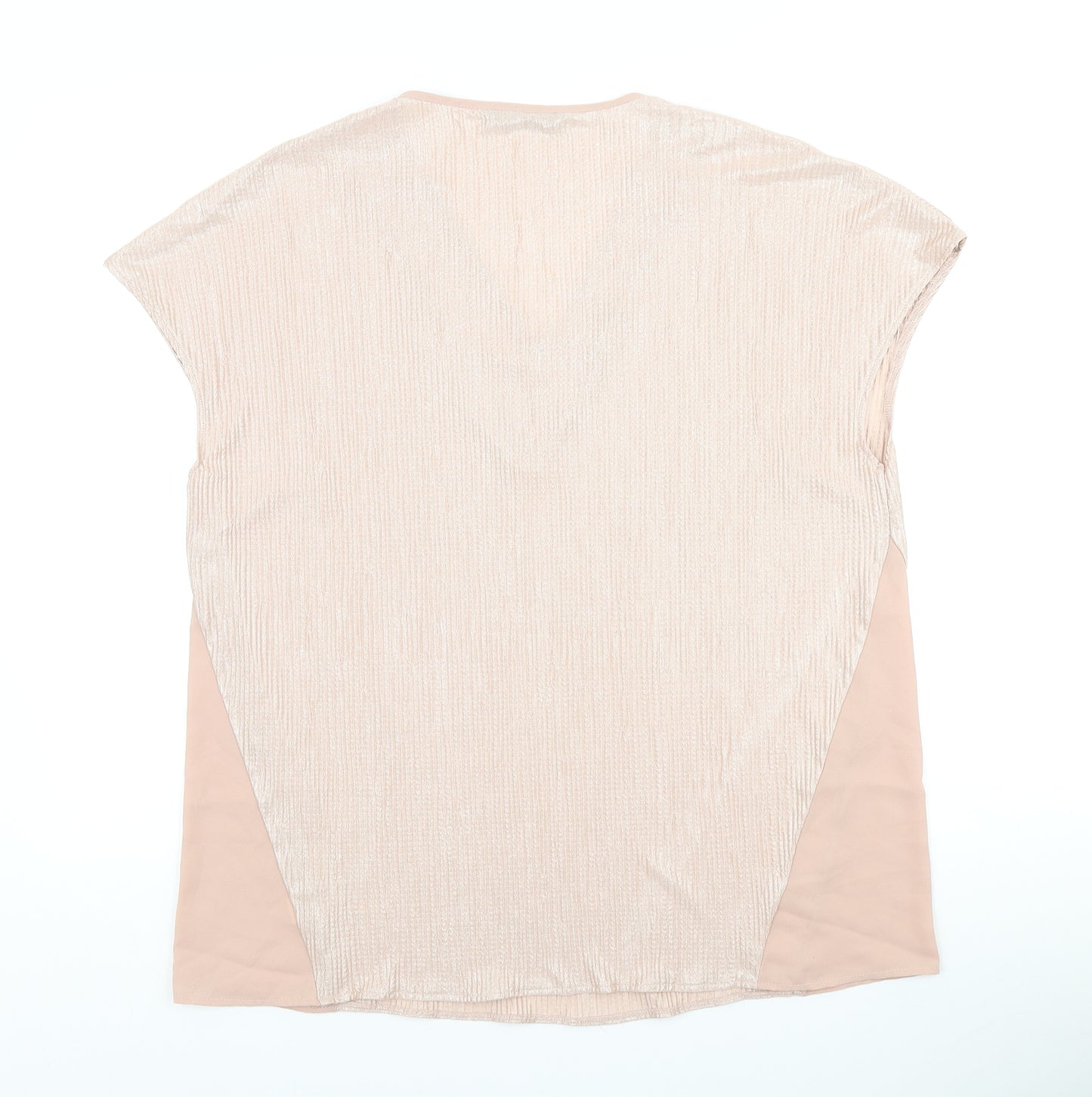 Dunnes Womens Pink Polyester Basic Blouse Size 16 V-Neck - ribbed