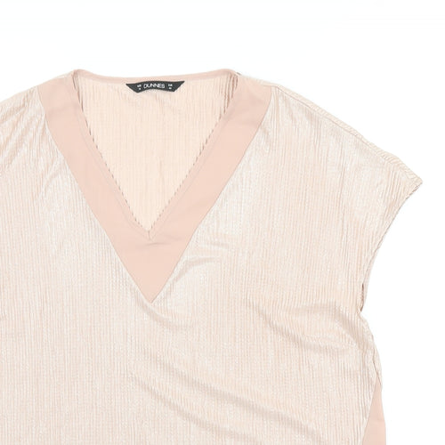 Dunnes Womens Pink Polyester Basic Blouse Size 16 V-Neck - ribbed