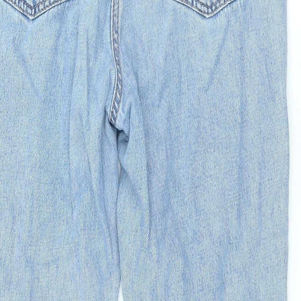 NEXT Girls Blue Cotton Jegging Trousers Size 12 Years Regular Button - Smiley Face
