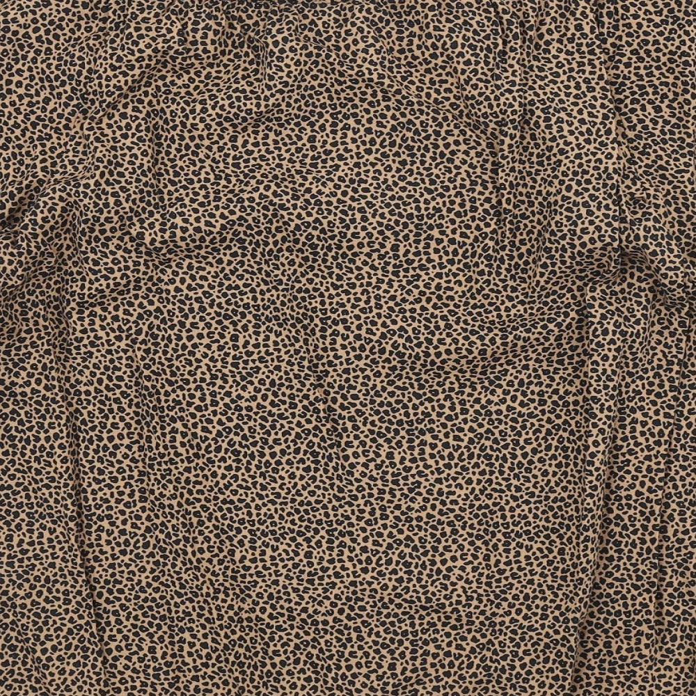 George Womens Brown Animal Print Viscose Basic T-Shirt Size 12 Off the Shoulder - Leopard Print