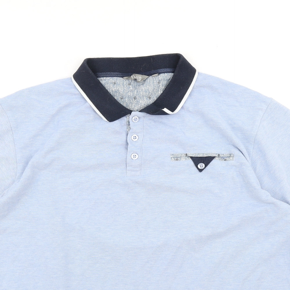 Fluid Mens Blue Polyester Polo Size XL Collared Button