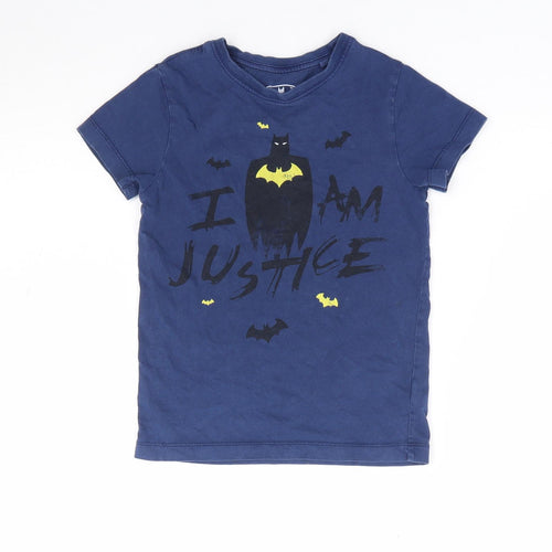 NEXT Boys Blue 100% Cotton Basic T-Shirt Size 4 Years Crew Neck Pullover - Batman