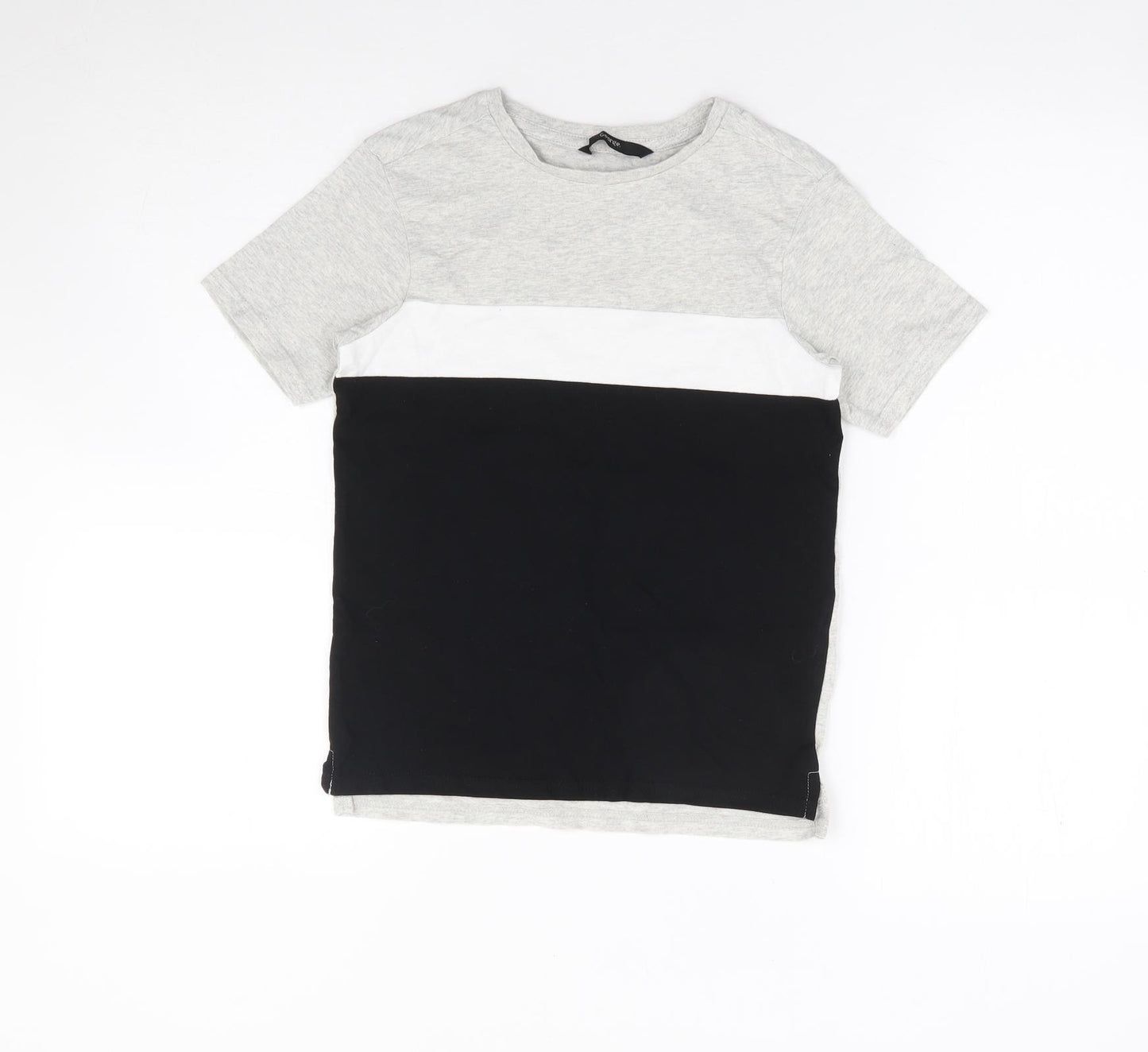George Boys Grey Colourblock 100% Cotton Basic T-Shirt Size 6-7 Years Crew Neck Pullover