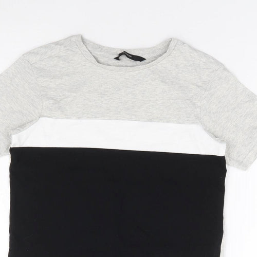 George Boys Grey Colourblock 100% Cotton Basic T-Shirt Size 6-7 Years Crew Neck Pullover