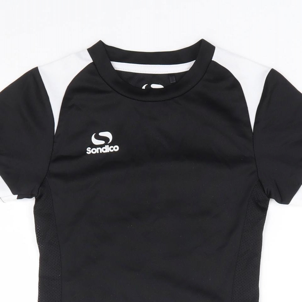 Sondico Boys Black Polyester Basic T-Shirt Size 2-3 Years Crew Neck Pullover