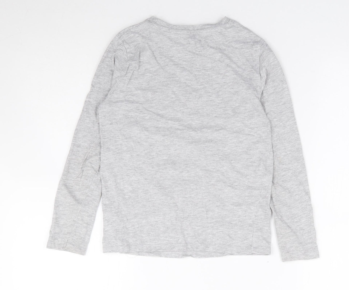 Pep & Co Boys Grey Cotton Basic T-Shirt Size 8-9 Years Crew Neck Pullover - Skull