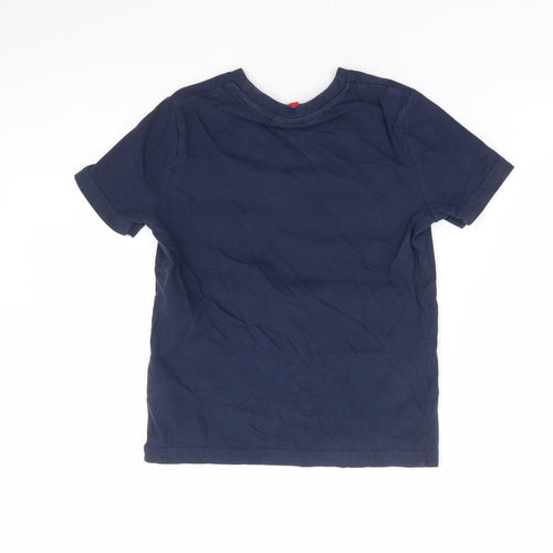 England Boys Blue 100% Cotton Basic T-Shirt Size 5-6 Years Crew Neck Pullover - England Football