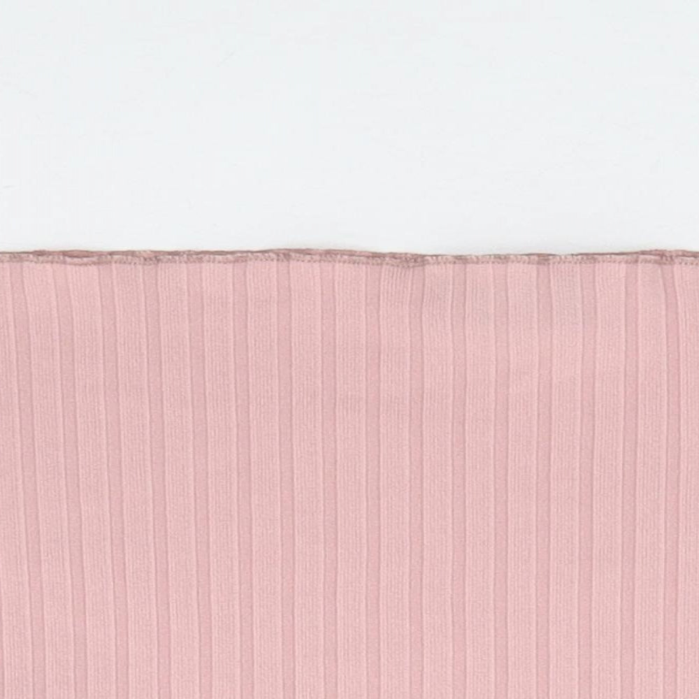 PRETTYLITTLETHING Womens Pink Polyester Cropped Tank Size 8 Off the Shoulder - Bandeau Top