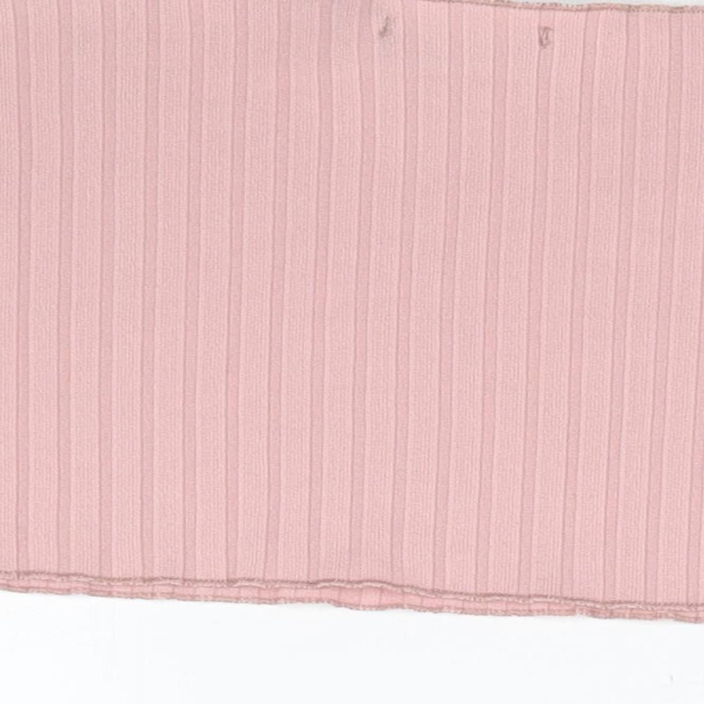 PRETTYLITTLETHING Womens Pink Polyester Cropped Tank Size 8 Off the Shoulder - Bandeau Top