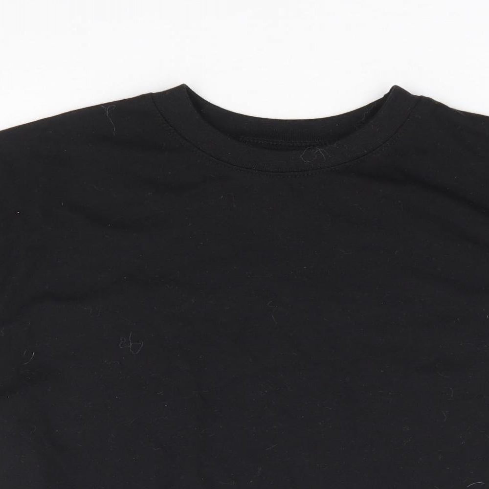 Missguided Womens Black Polyester Cropped T-Shirt Size 8 Crew Neck
