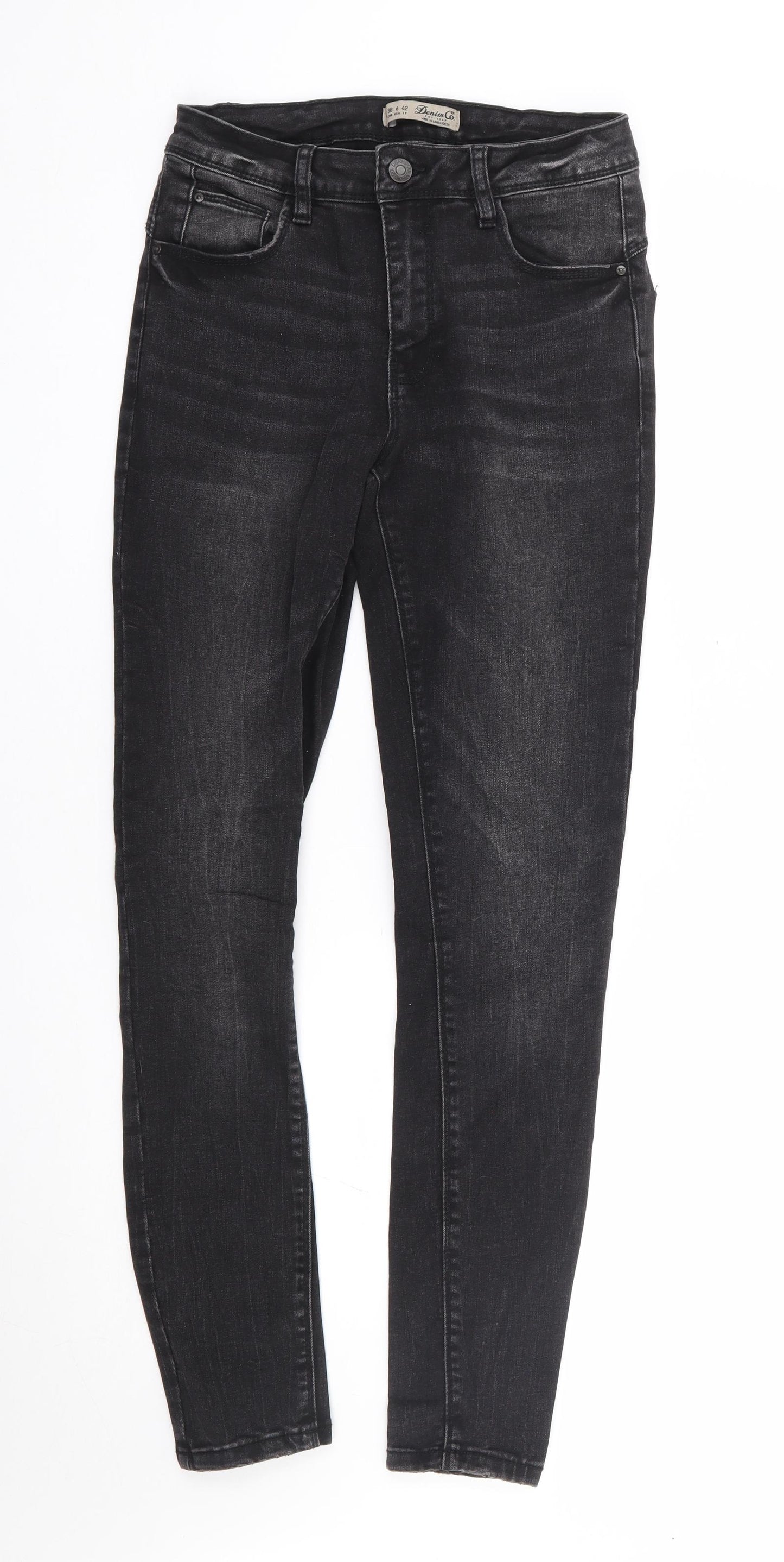Primark Womens Black Cotton Skinny Jeans Size 10 L29 in Regular Zip