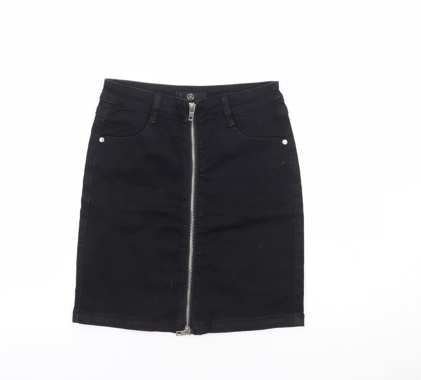 Missguided Womens Black Cotton Mini Skirt Size 6 Zip