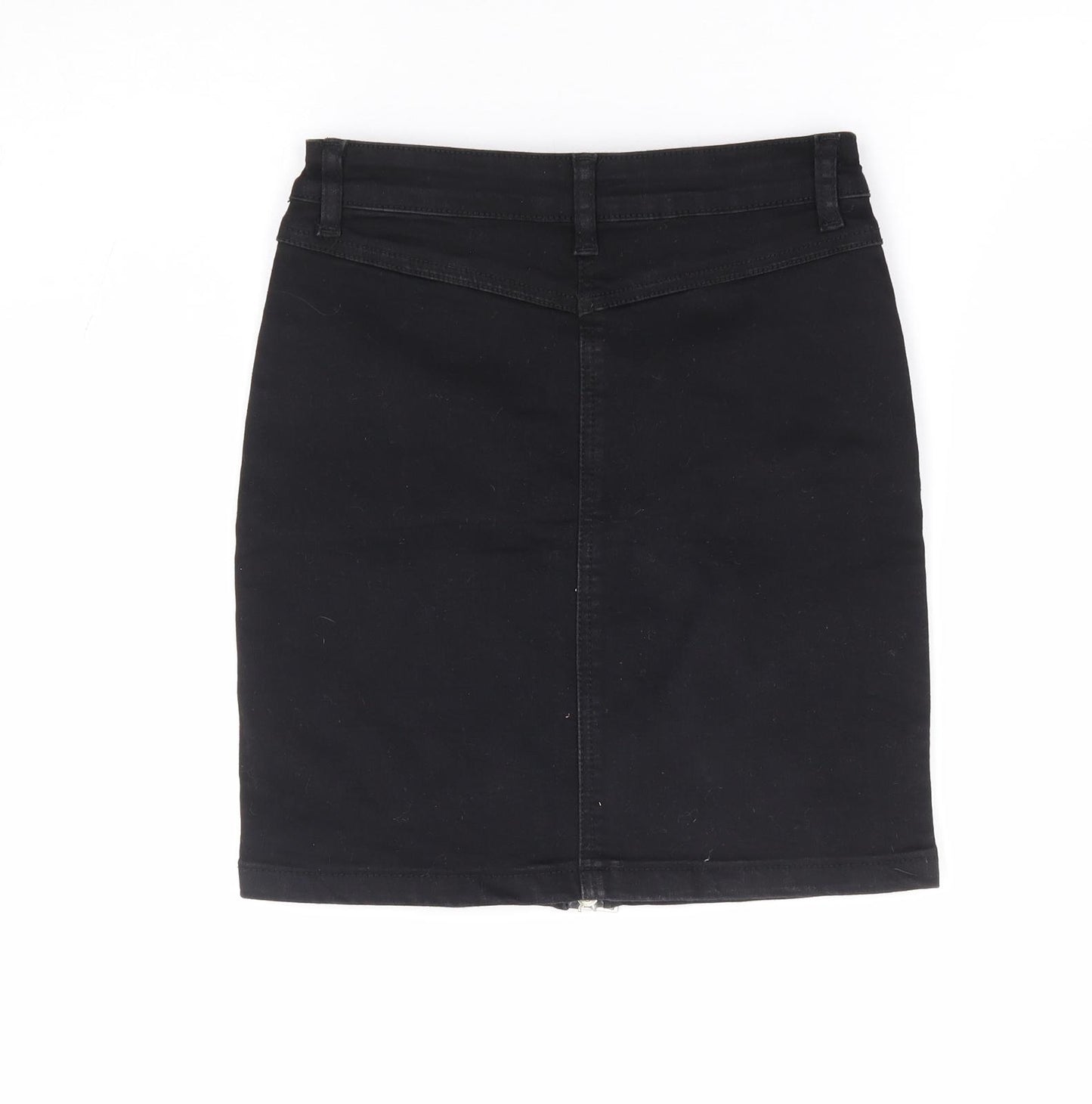 Missguided Womens Black Cotton Mini Skirt Size 6 Zip