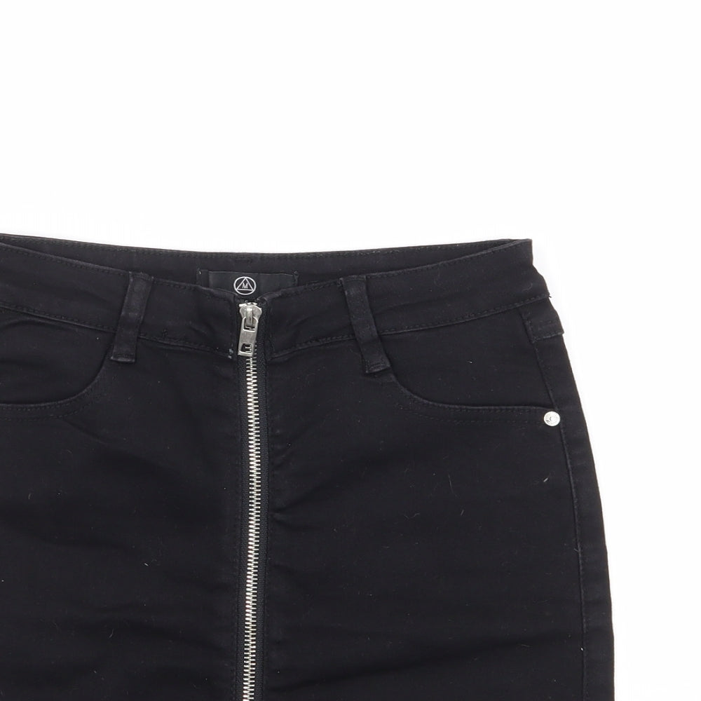 Missguided Womens Black Cotton Mini Skirt Size 6 Zip