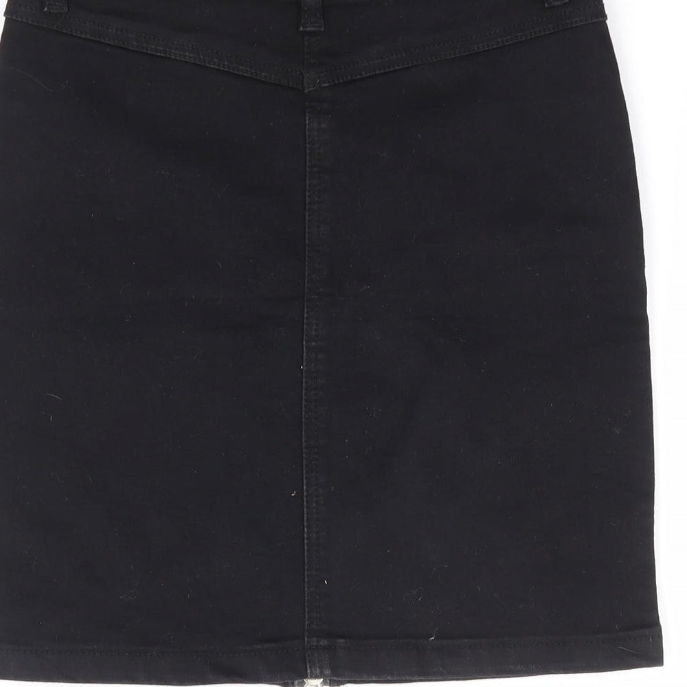 Missguided Womens Black Cotton Mini Skirt Size 6 Zip