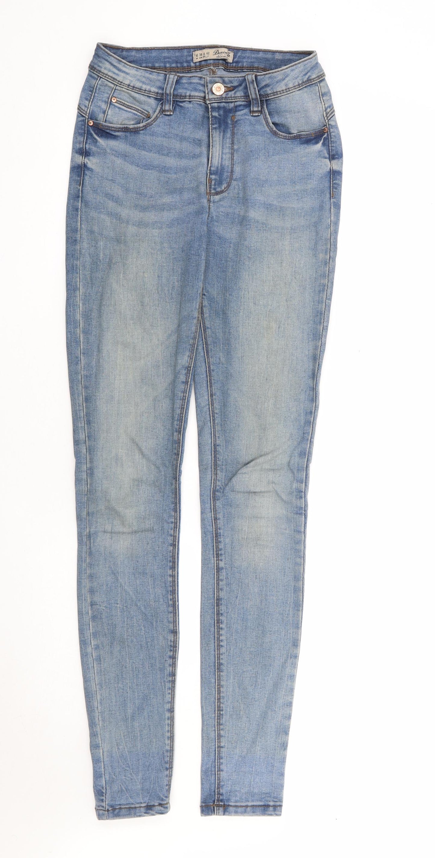 Primark Womens Blue Cotton Skinny Jeans Size 10 L31 in Regular Zip