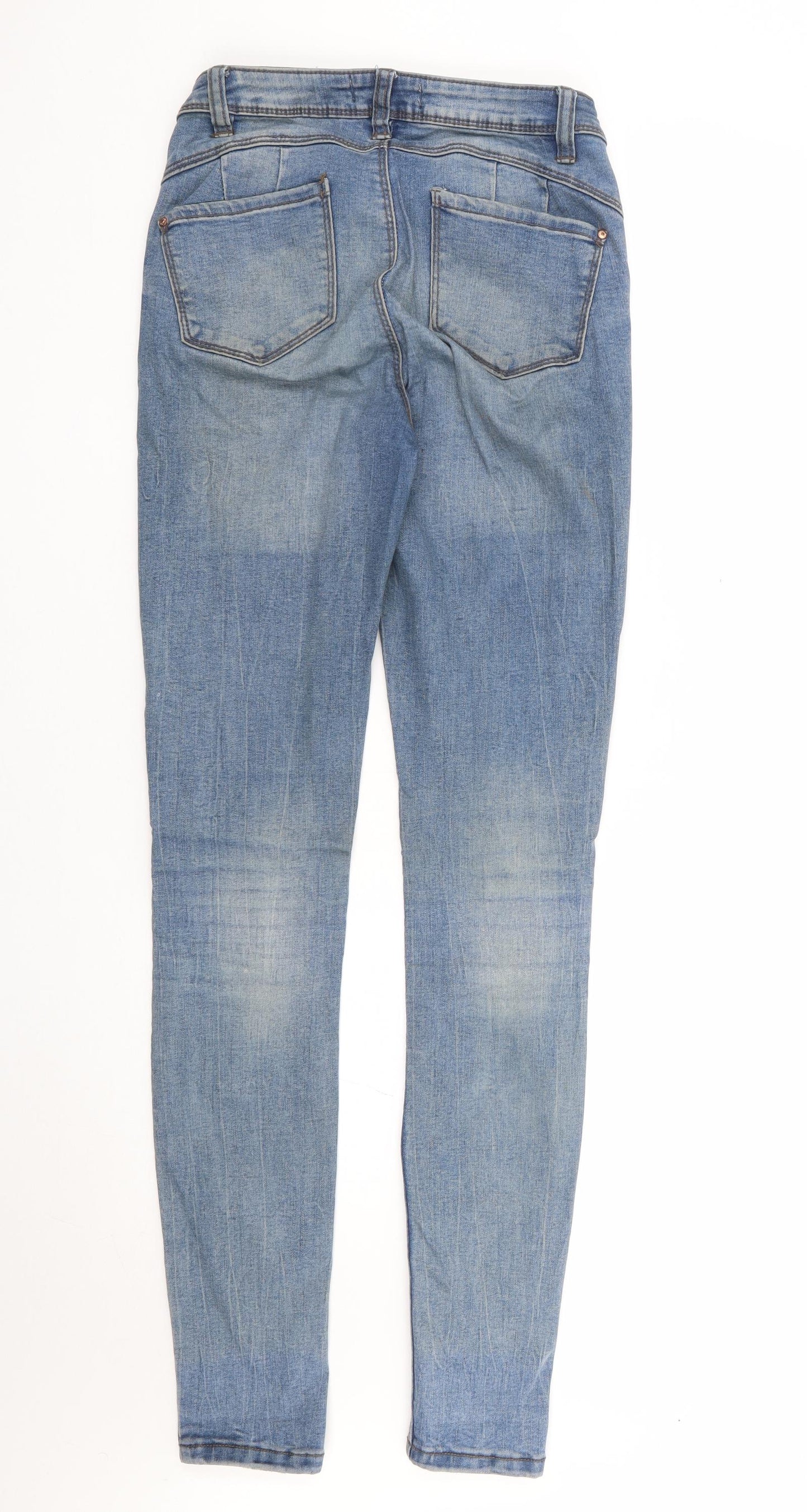 Primark Womens Blue Cotton Skinny Jeans Size 10 L31 in Regular Zip