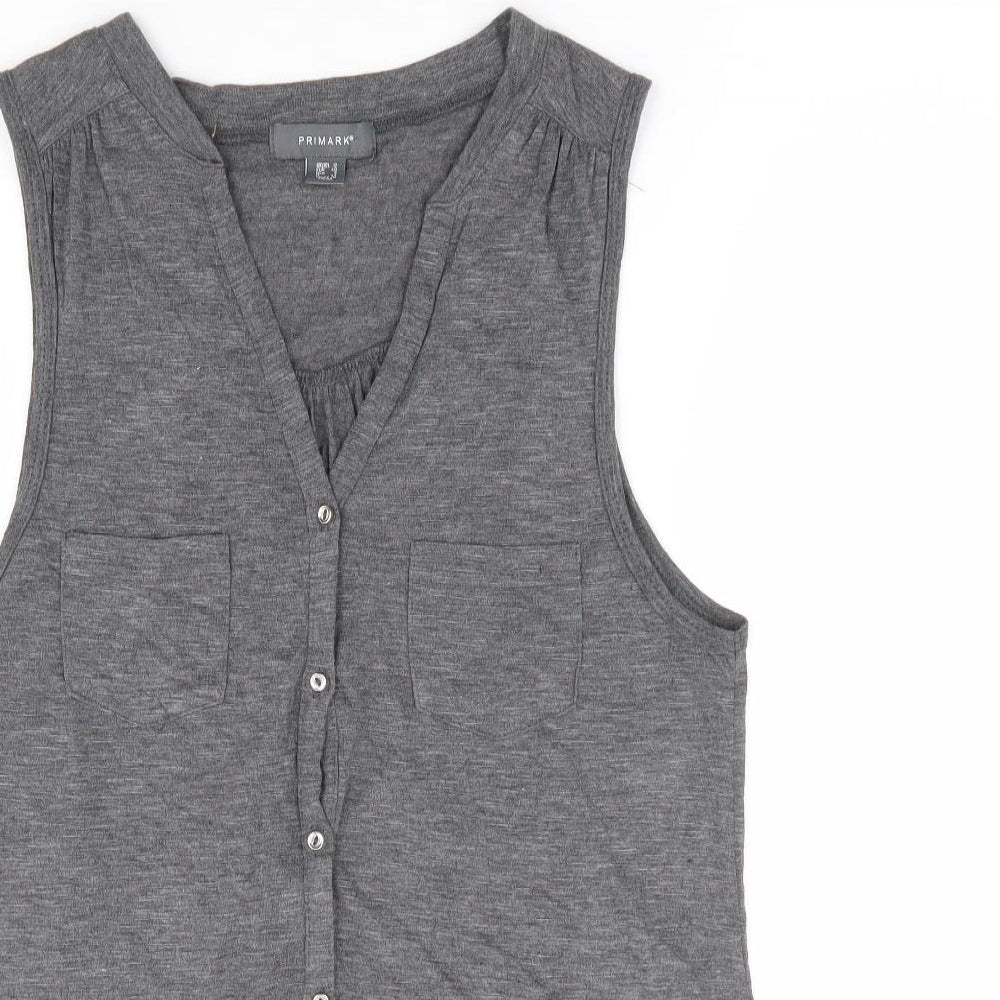 Primark Womens Green Polyester Jersey Blouse Size 12 V-Neck