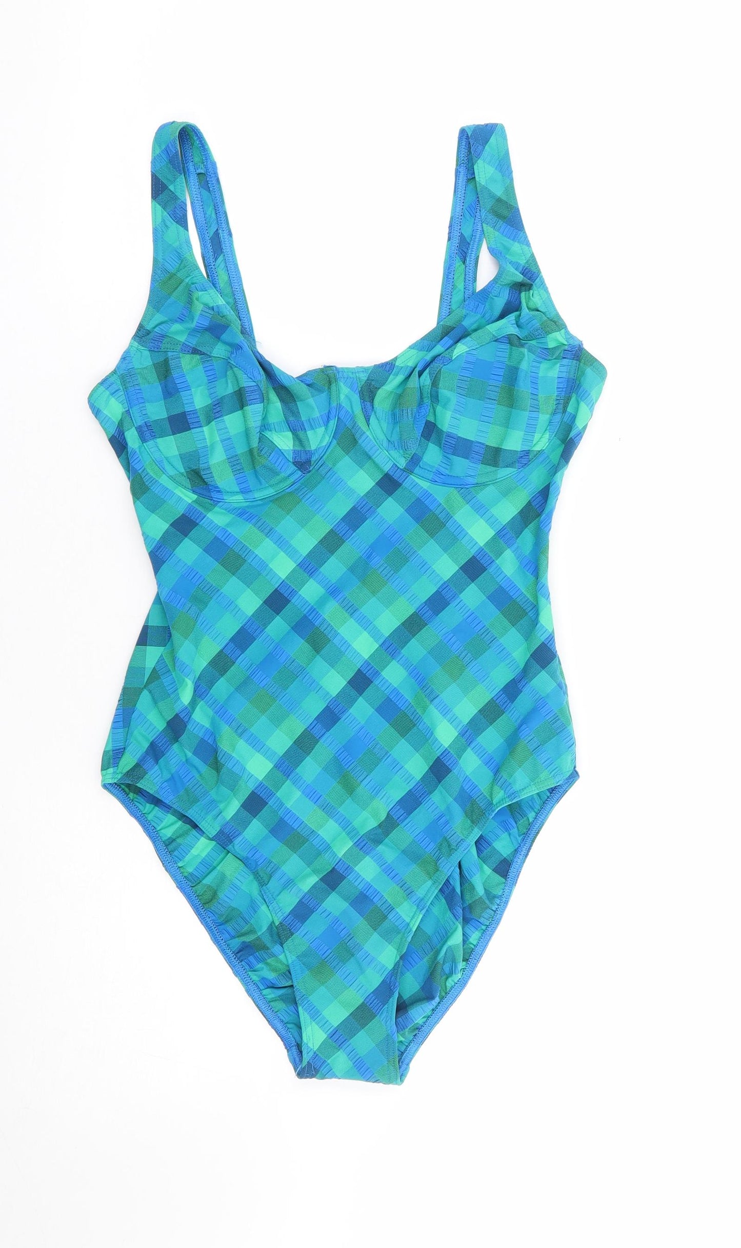 Marks and Spencer Womens Multicoloured Plaid Polyamide One Piece Size 14