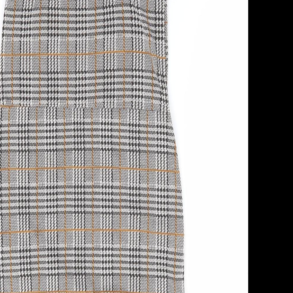 Quiz Womens Multicoloured Plaid Polyester Pinafore/Dungaree Dress Size 10 Square Neck Pullover