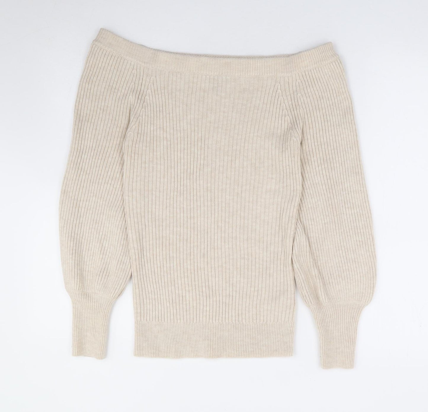 Topshop Womens Beige Boat Neck Acrylic Pullover Jumper Size 10 - Bardot