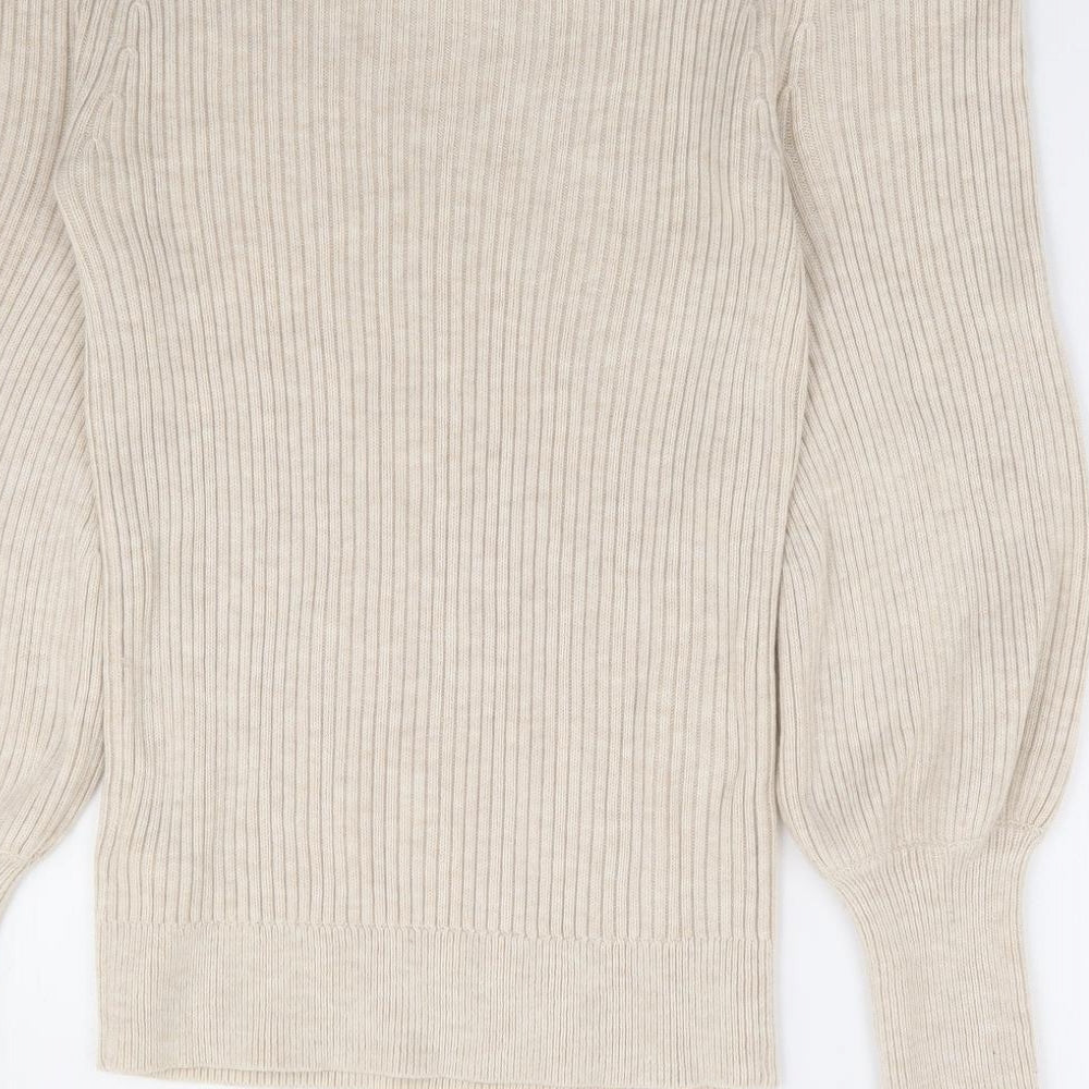 Topshop Womens Beige Boat Neck Acrylic Pullover Jumper Size 10 - Bardot