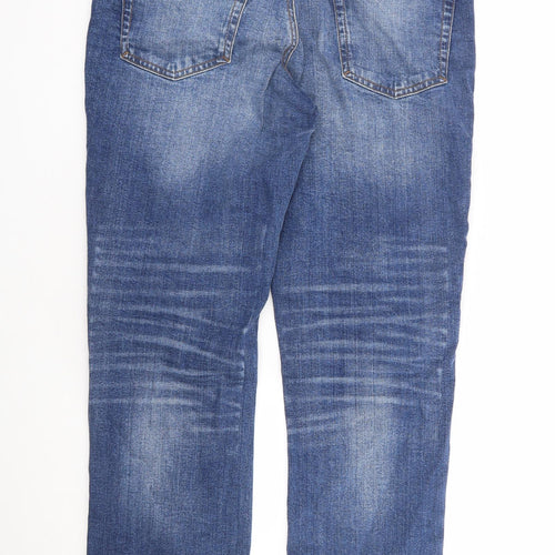F&F Mens Blue Cotton Straight Jeans Size 32 L30 in Regular Zip