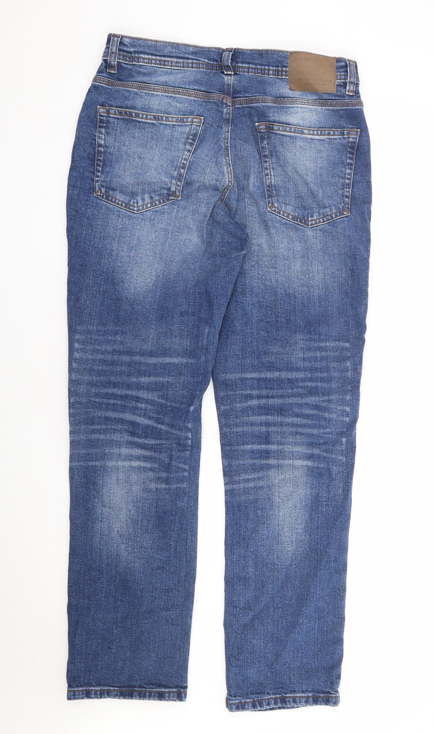 F&F Mens Blue Cotton Straight Jeans Size 32 L30 in Regular Zip