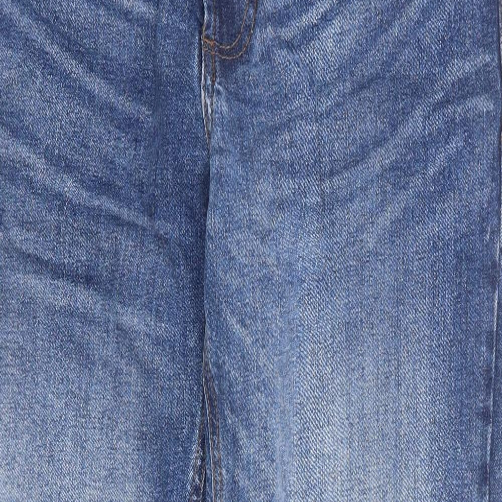 F&F Mens Blue Cotton Straight Jeans Size 32 L30 in Regular Zip