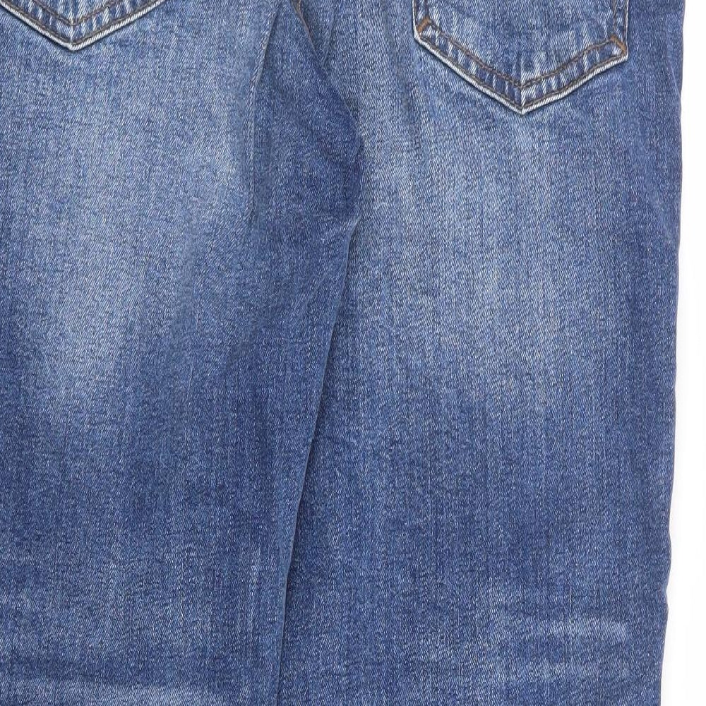 F&F Mens Blue Cotton Straight Jeans Size 32 L30 in Regular Zip