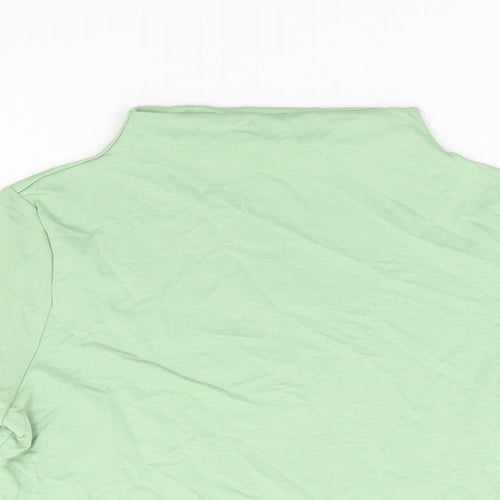 Stylewise Womens Green Cotton Cropped T-Shirt Size S Mock Neck