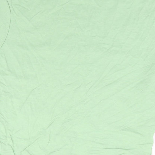 Stylewise Womens Green Cotton Cropped T-Shirt Size S Mock Neck