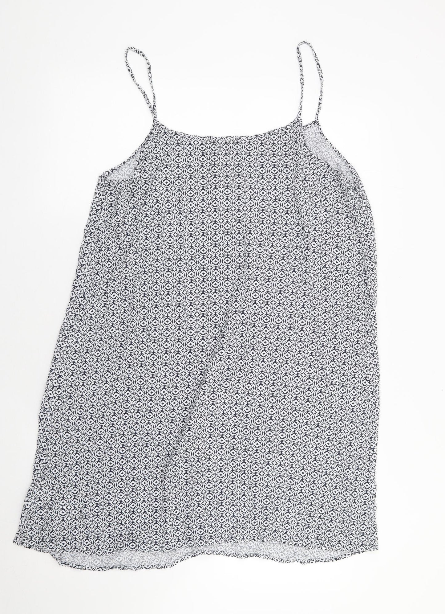 Papaya Womens Blue Geometric Viscose Sheath Size 14 Round Neck Pullover