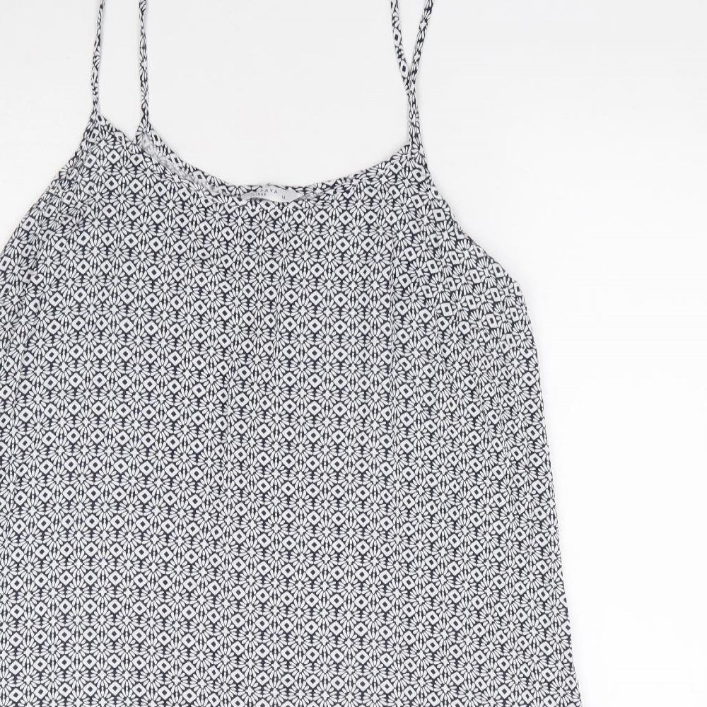 Papaya Womens Blue Geometric Viscose Sheath Size 14 Round Neck Pullover