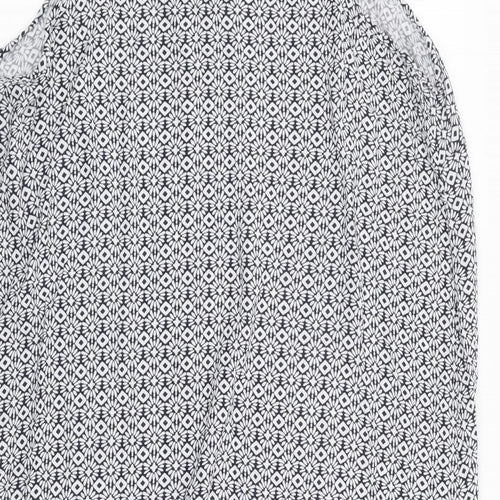 Papaya Womens Blue Geometric Viscose Sheath Size 14 Round Neck Pullover