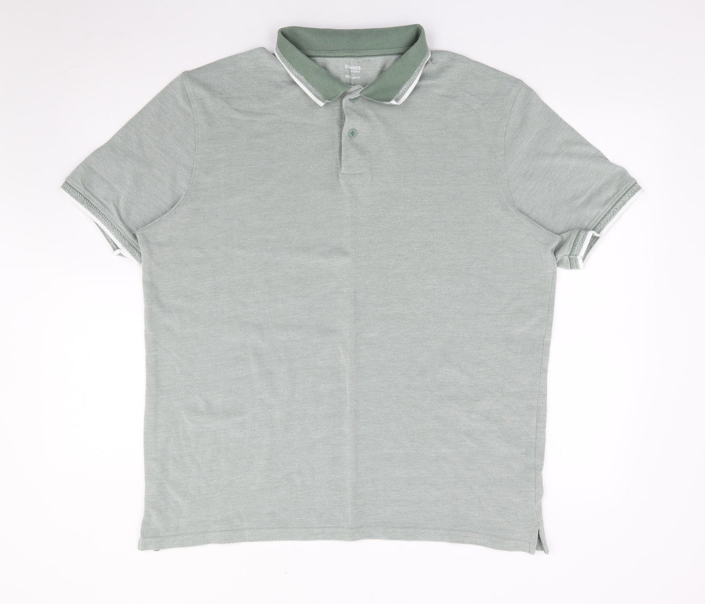 Dunnes Mens Green Cotton Polo Size XL Collared Pullover