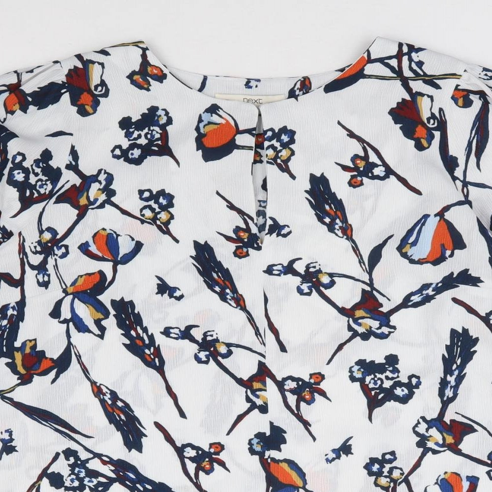 NEXT Womens Multicoloured Floral Polyester Jersey Blouse Size 14 Round Neck