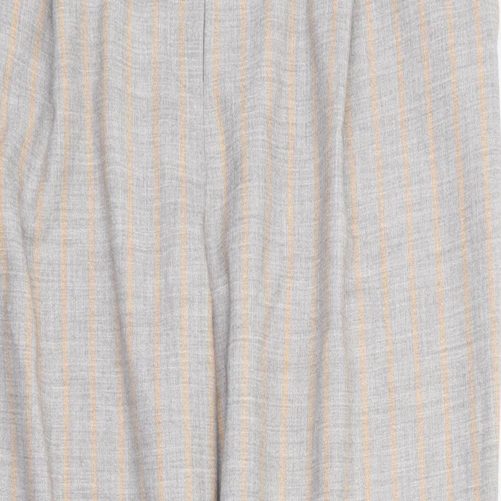 TU Womens Grey Striped Polyester Trousers Size 16 L28 in Regular Zip