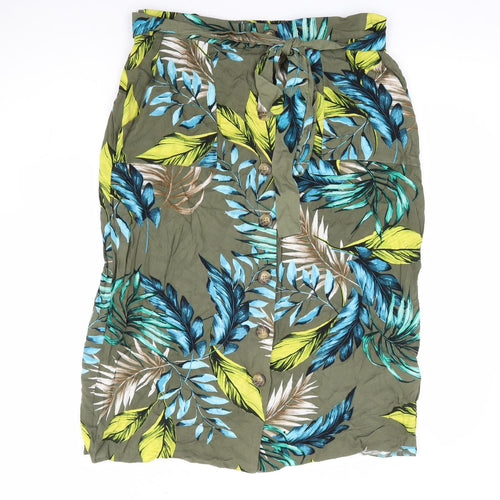Dorothy Perkins Womens Multicoloured Geometric Viscose A-Line Skirt Size 10 Button