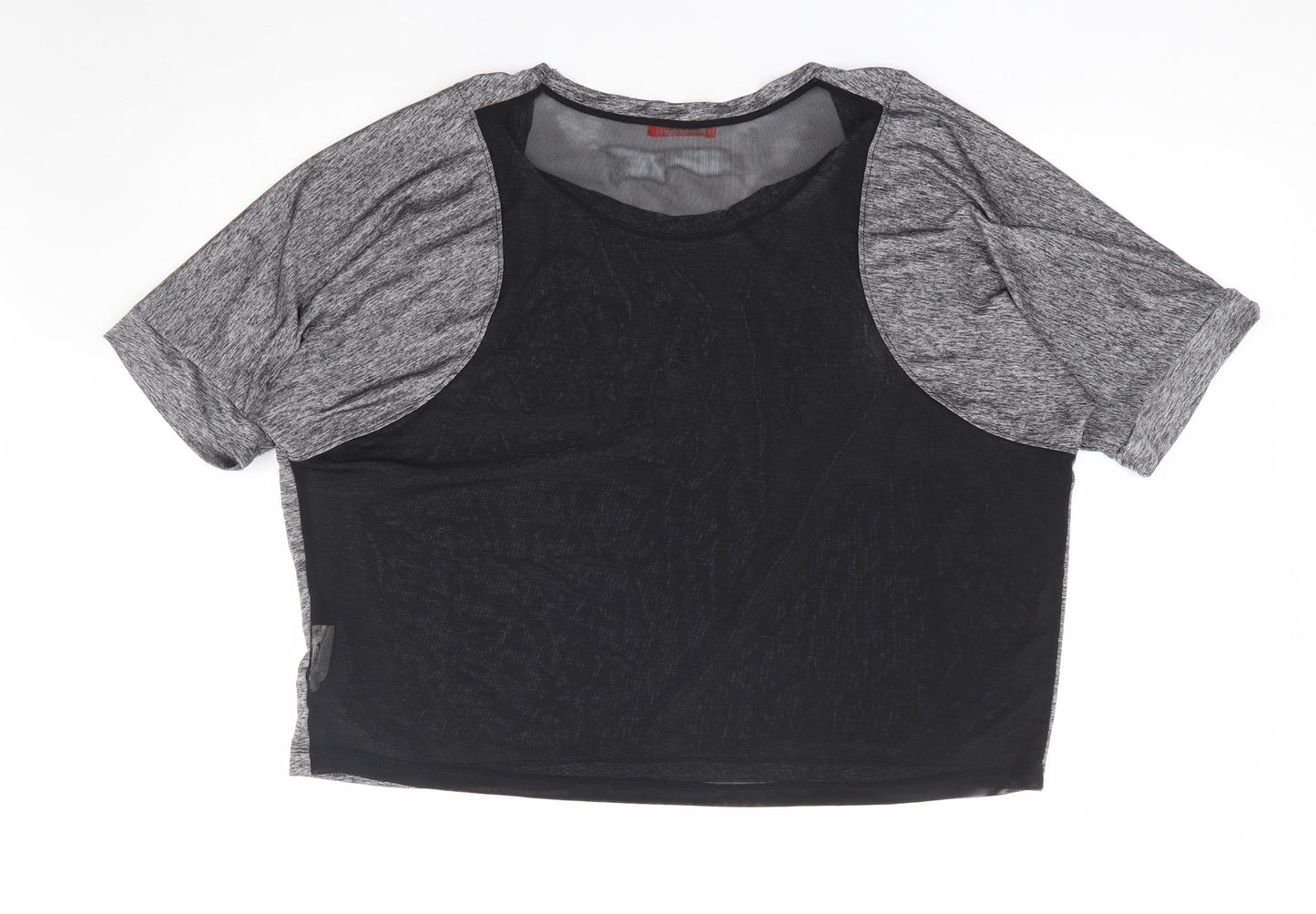 Pink Woman Womens Grey Polyester Cropped T-Shirt Size M Round Neck Pullover - Better Late Than Never