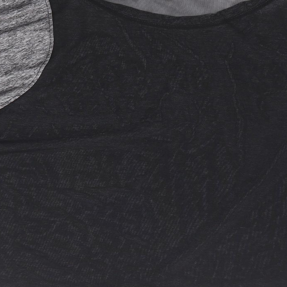 Pink Woman Womens Grey Polyester Cropped T-Shirt Size M Round Neck Pullover - Better Late Than Never