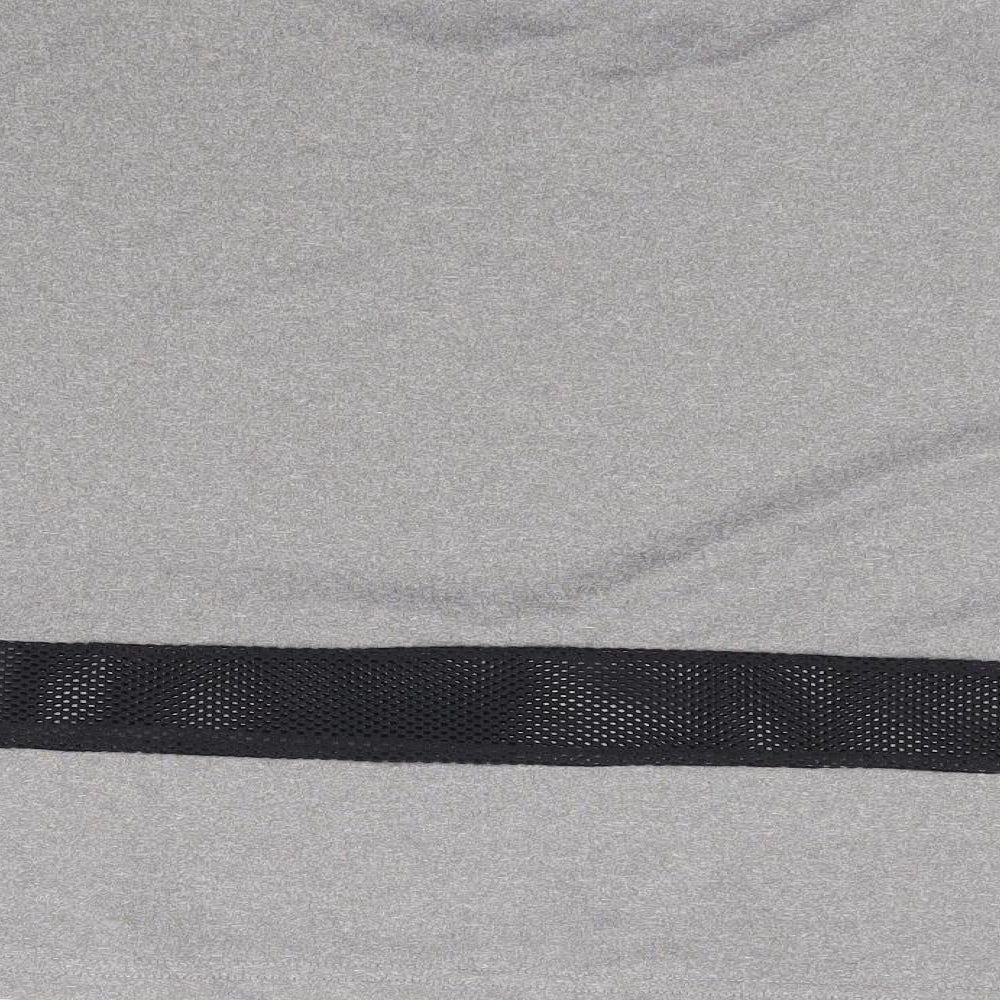 Njoo Womens Grey Polyester Cropped T-Shirt Size L Round Neck Pullover