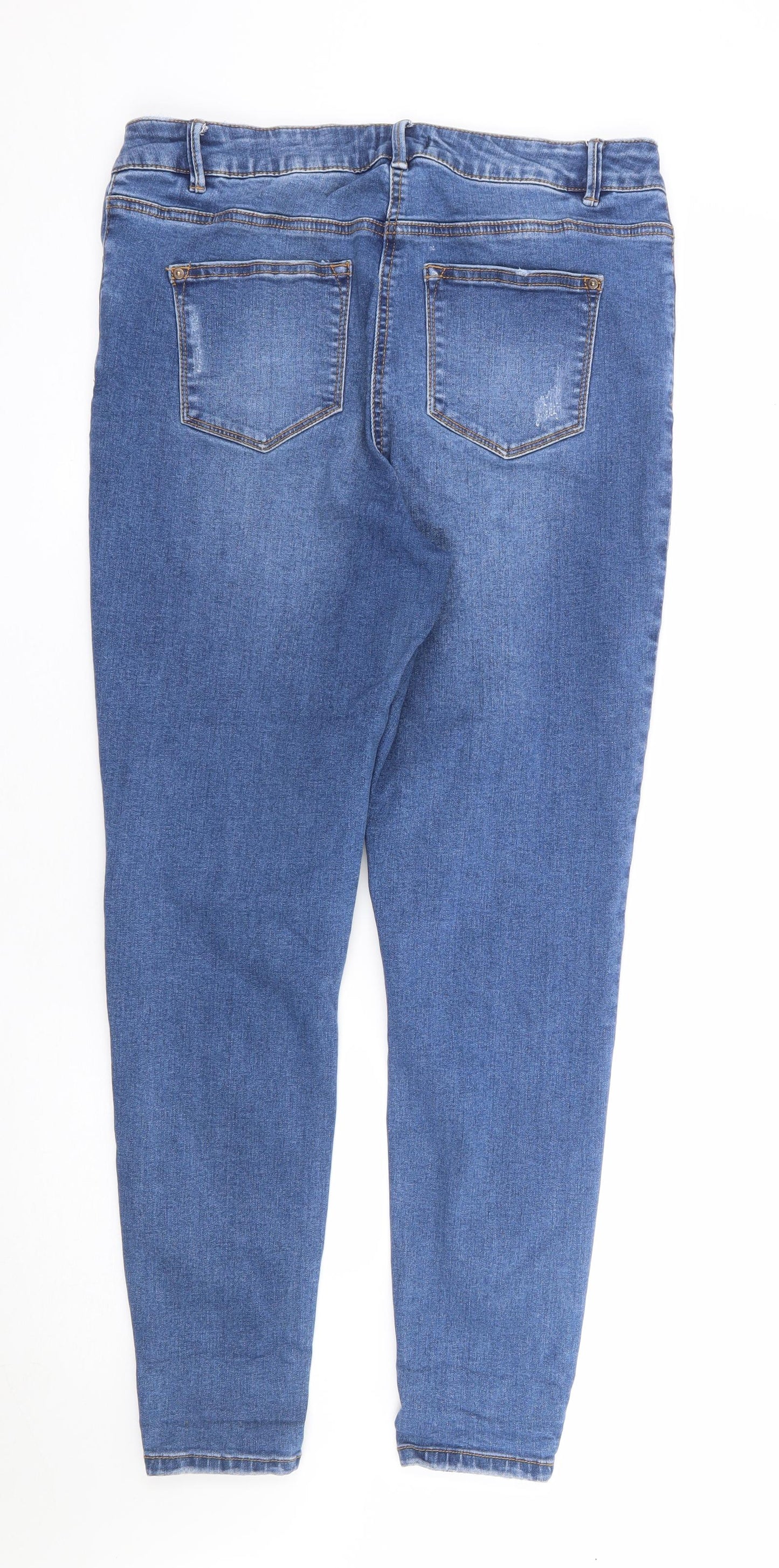 Matalan Womens Blue Cotton Skinny Jeans Size 16 L28 in Regular Zip