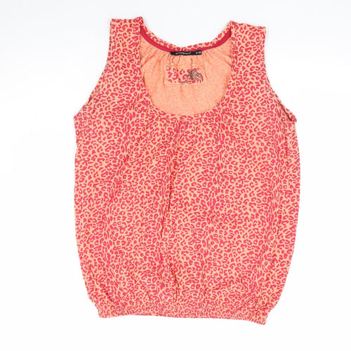 Primark Womens Orange Animal Print 100% Cotton Jersey Tank Size 10 Scoop Neck - Leopard Print