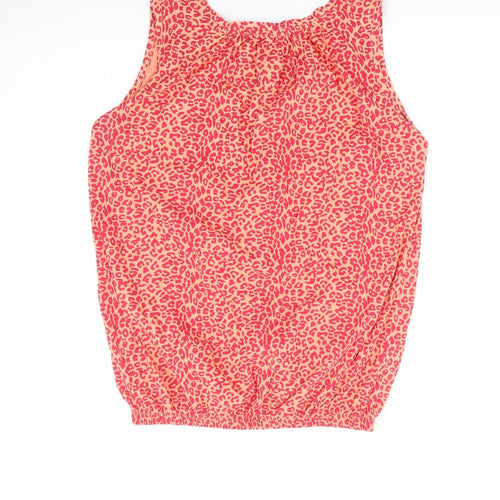 Primark Womens Orange Animal Print 100% Cotton Jersey Tank Size 10 Scoop Neck - Leopard Print