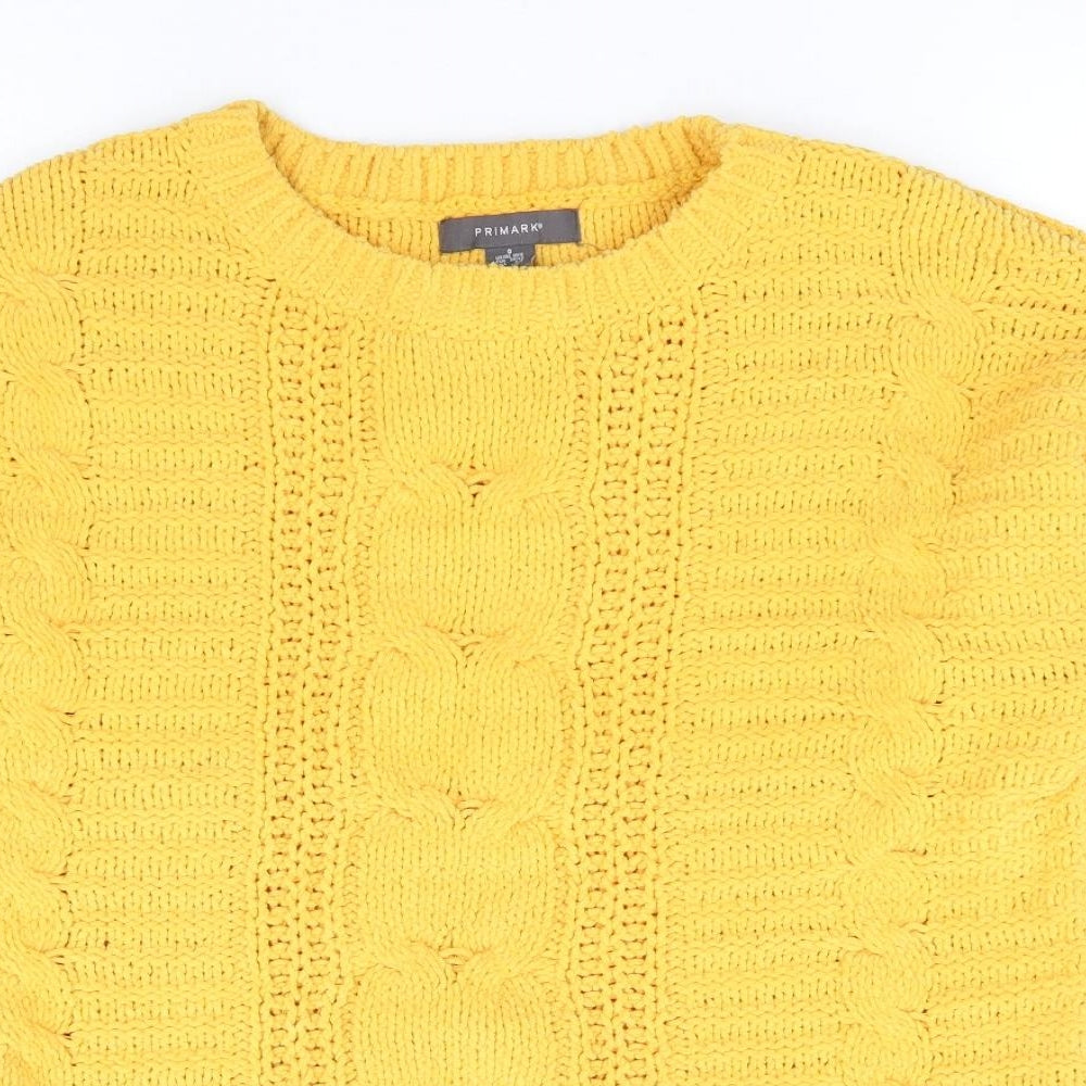 Primark Womens Yellow Round Neck Polyester Pullover Jumper Size 10
