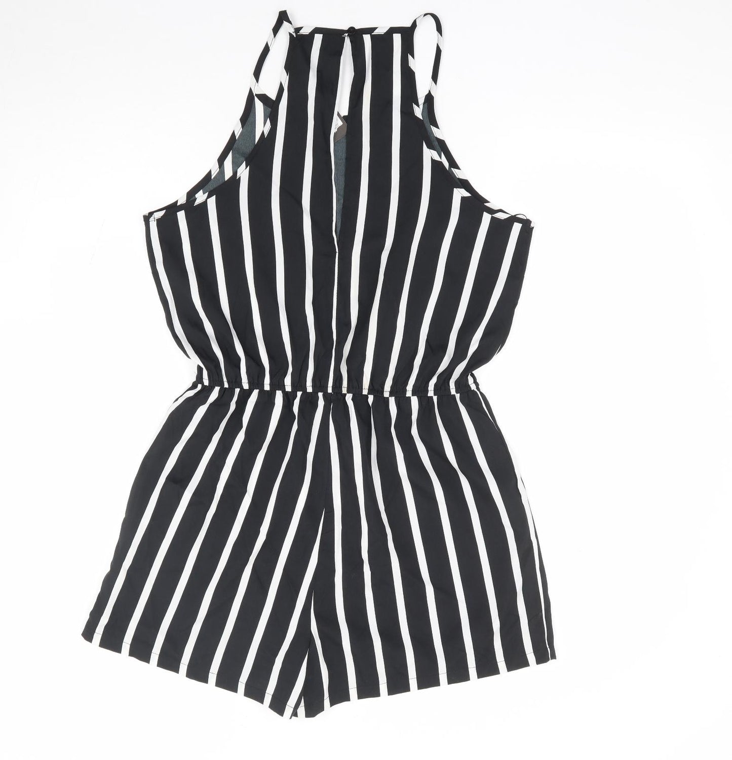 Primark Womens Black Striped Polyester Playsuit One-Piece Size 14 L5 in Pullover